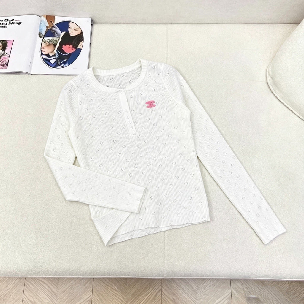 New Fashion Women's CC V-Neck Knit Top DM1326091825