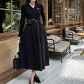 New Fashion Women's V-Neck Long Sleeve Belted Midi Dress DM1326091826