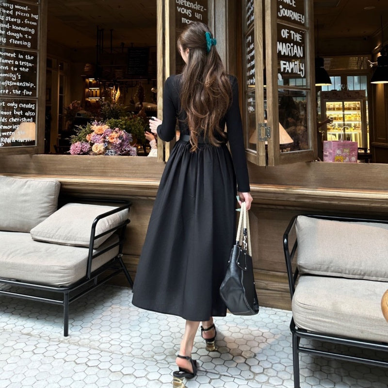 New Fashion Women's V-Neck Long Sleeve Belted Midi Dress DM1326091826
