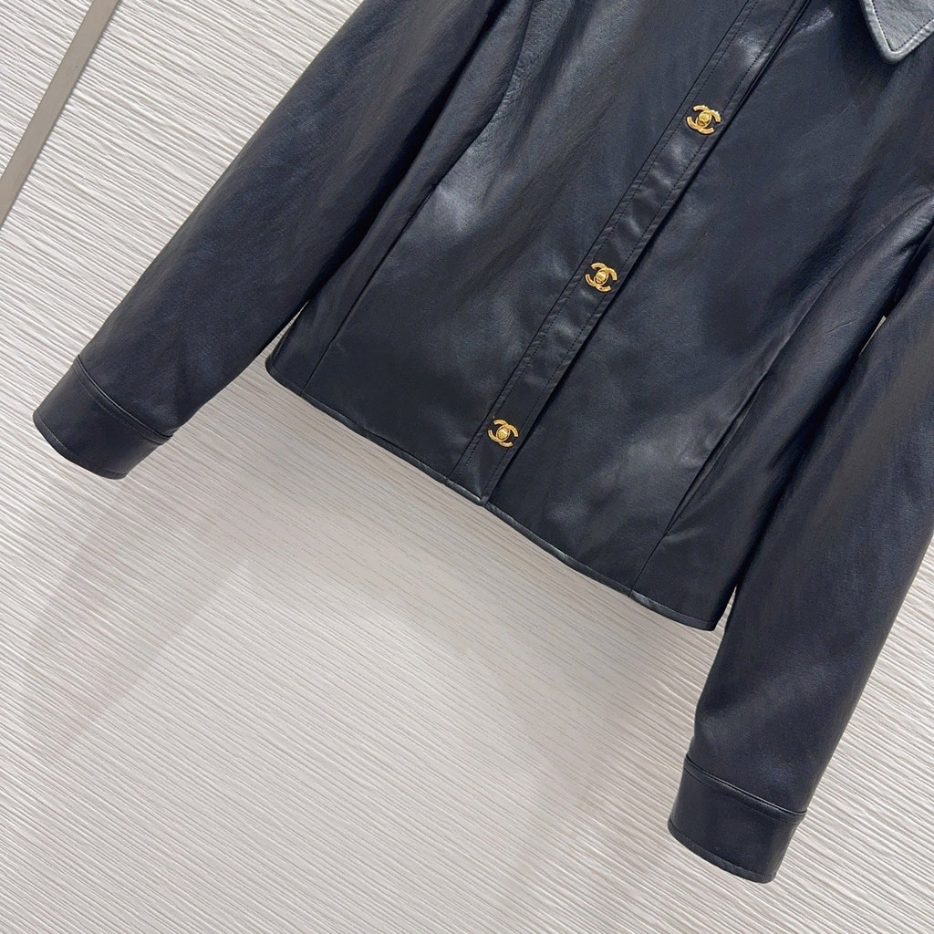 New Fashion Women's CC Leather Jacke DM1326092006