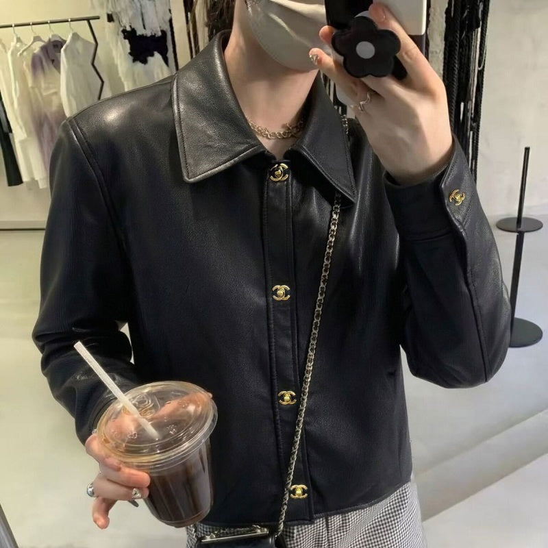 New Fashion Women's CC Leather Jacke DM1326092006