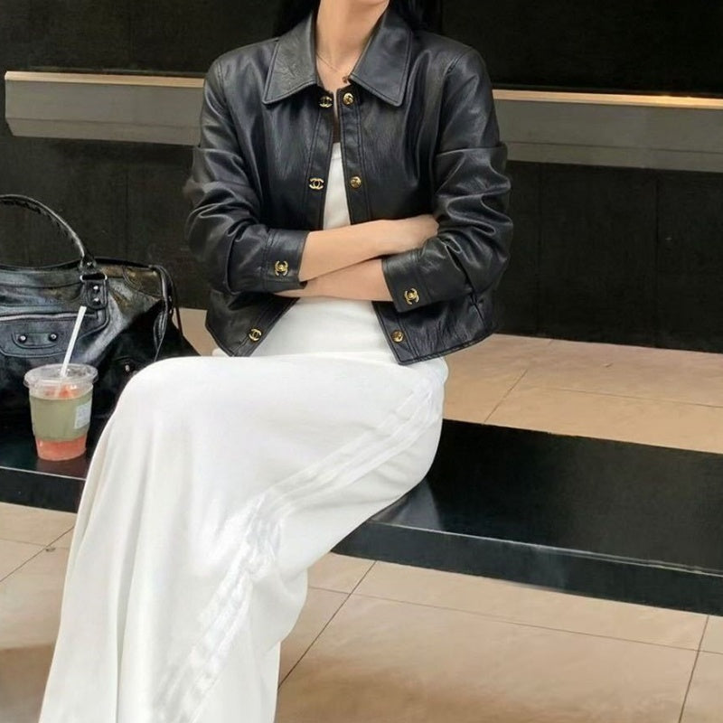 New Fashion Women's CC Leather Jacke DM1326092006
