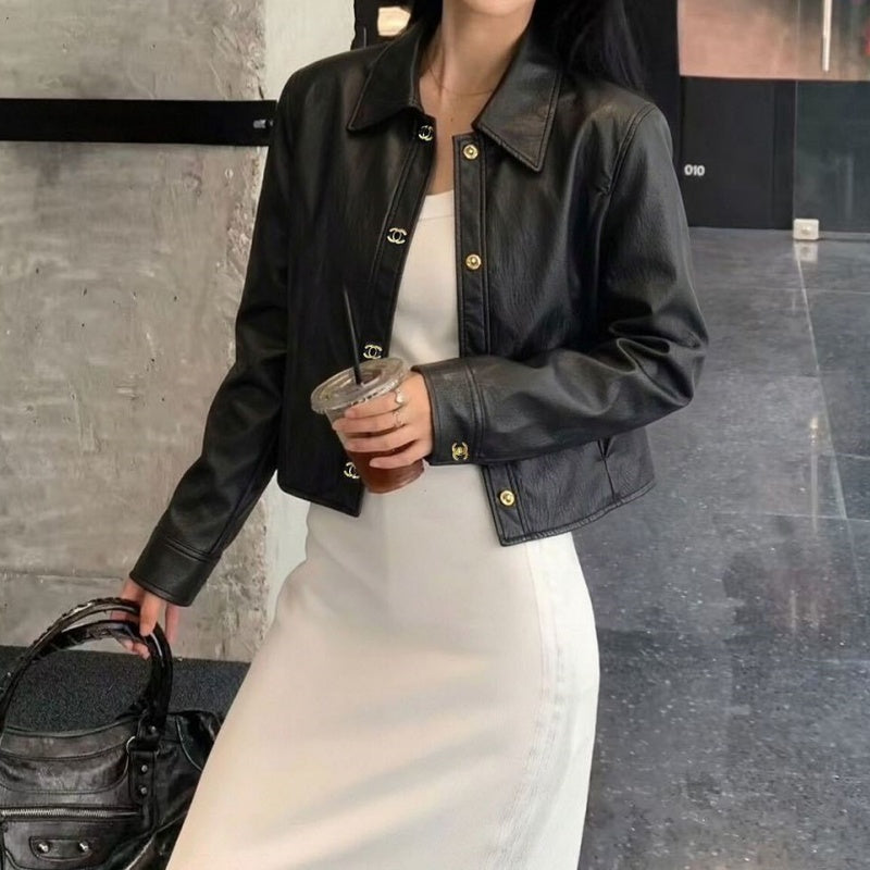New Fashion Women's CC Leather Jacke DM1326092006