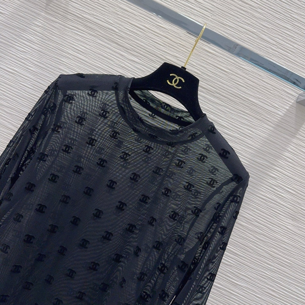 New Fashion Women's CC Sheer Mesh Long Sleeve Base Top DM1326092007