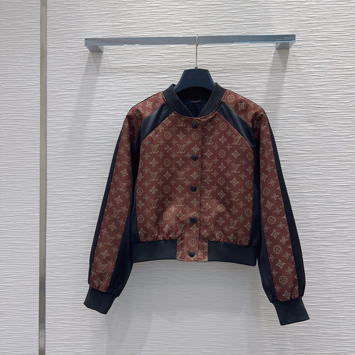 New Fashion Women's Monogram Print Color Block Bomber Jacket DM1326092010