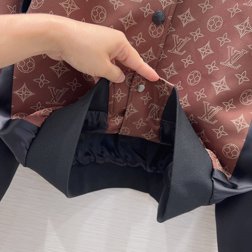 New Fashion Women's Monogram Print Color Block Bomber Jacket DM1326092010