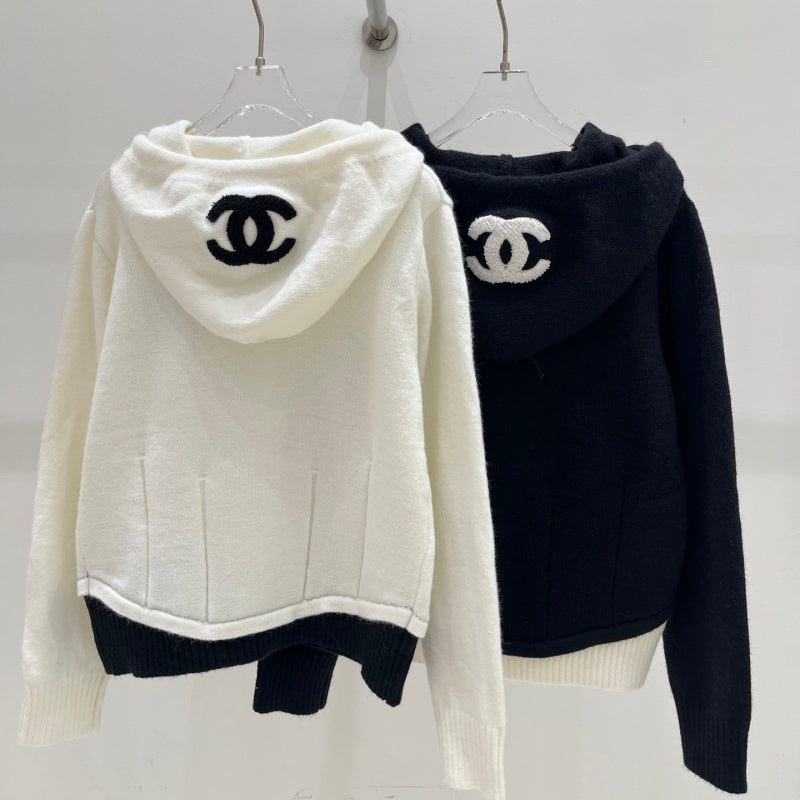 New Fashion Women's Logo Zip Up Hooded Knit Cardigan DM1326092011