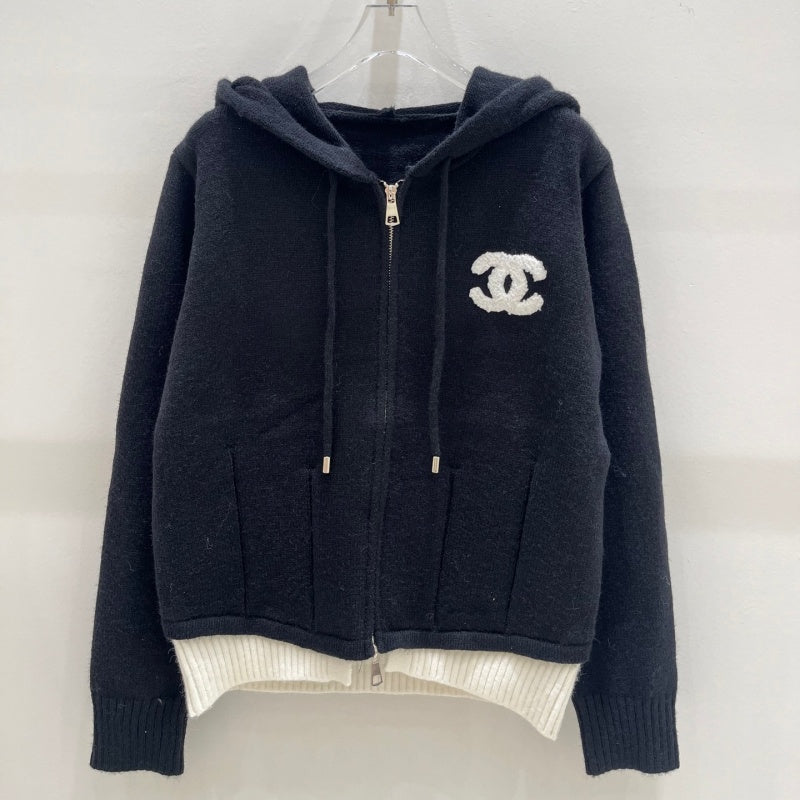 New Fashion Women's Logo Zip Up Hooded Knit Cardigan DM1326092011