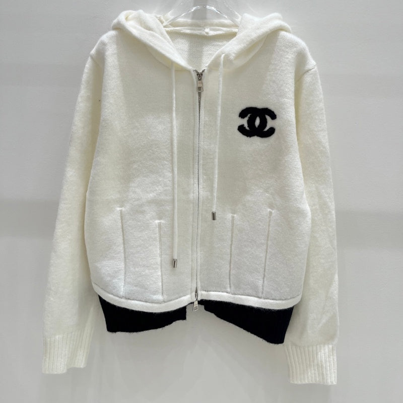 New Fashion Women's Logo Zip Up Hooded Knit Cardigan DM1326092011