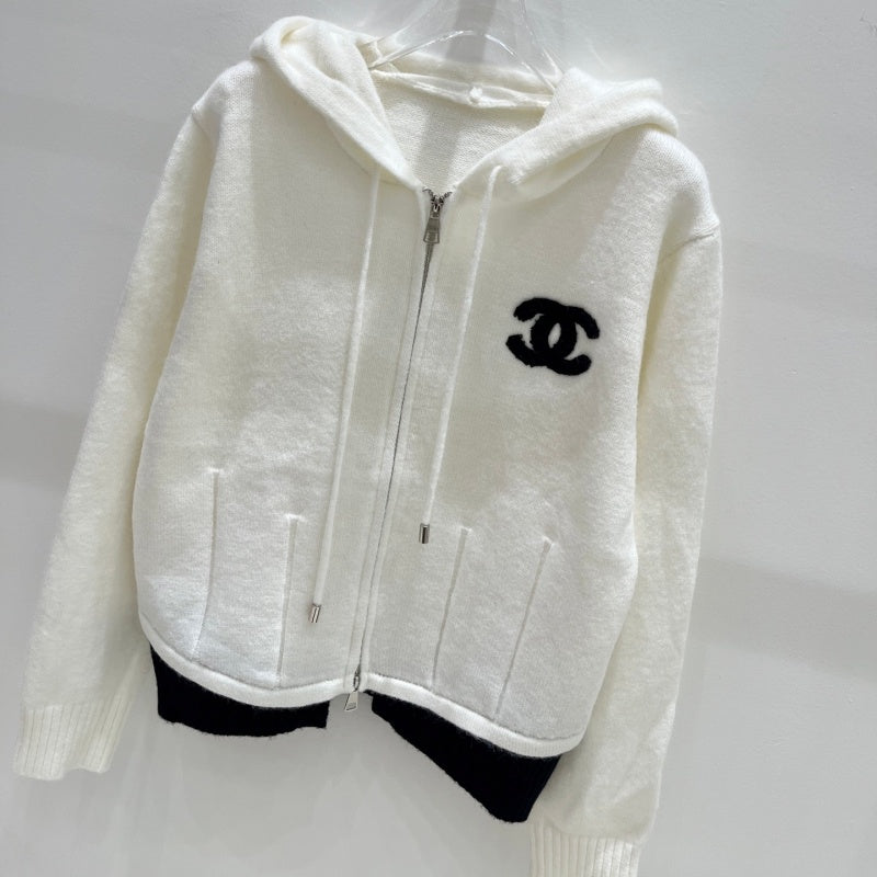 New Fashion Women's Logo Zip Up Hooded Knit Cardigan DM1326092011