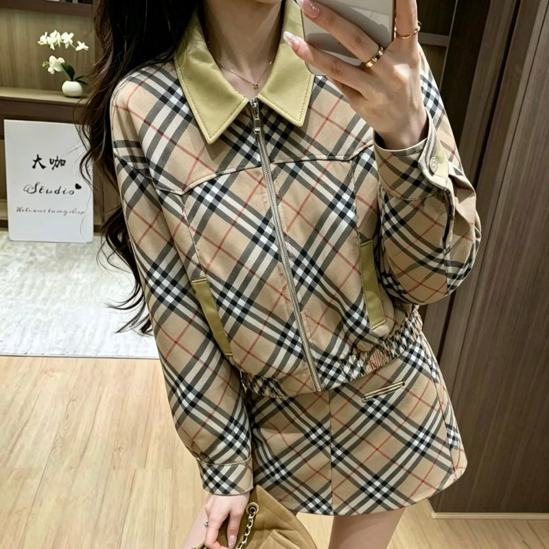 New Fashion Women's BBR Plaid 2 Piece Skirt Set DM1326092013