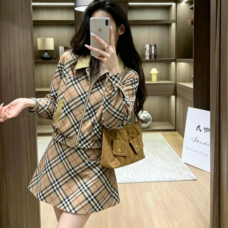 New Fashion Women's BBR Plaid 2 Piece Skirt Set DM1326092013