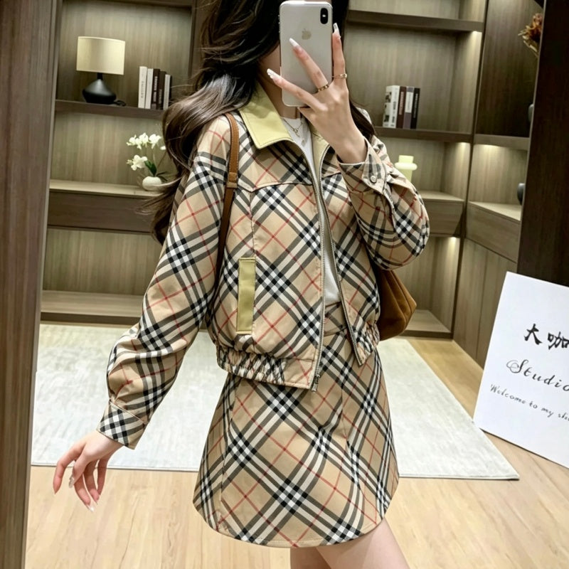 New Fashion Women's BBR Plaid 2 Piece Skirt Set DM1326092013