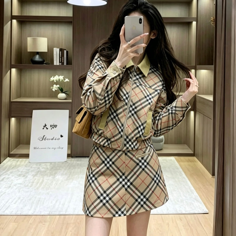 New Fashion Women's BBR Plaid 2 Piece Skirt Set DM1326092013