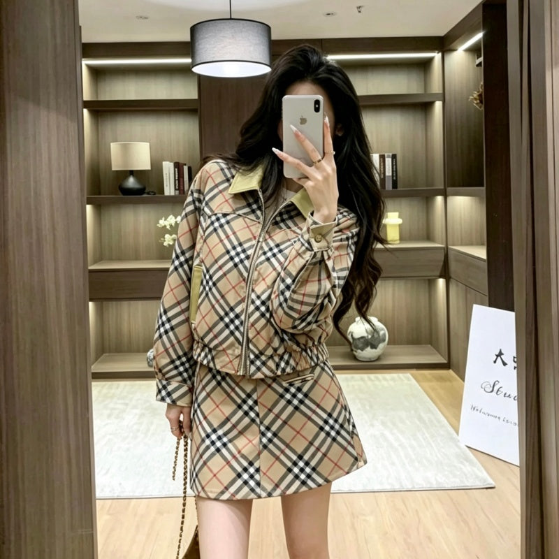 New Fashion Women's BBR Plaid 2 Piece Skirt Set DM1326092013