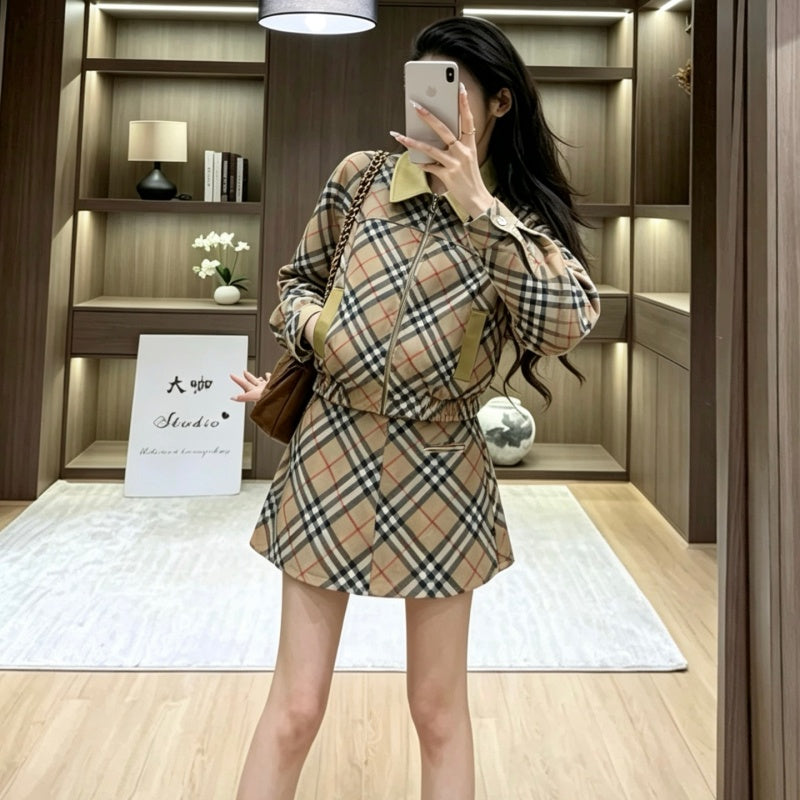 New Fashion Women's BBR Plaid 2 Piece Skirt Set DM1326092013