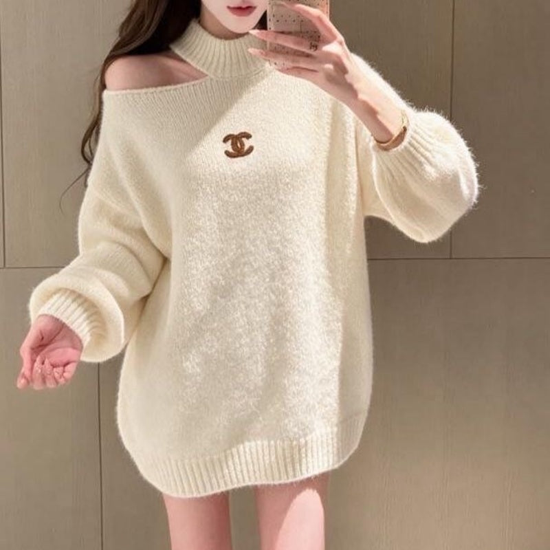 New Fashion Women's CC Off Shoulder Knit Sweater DM1326092018