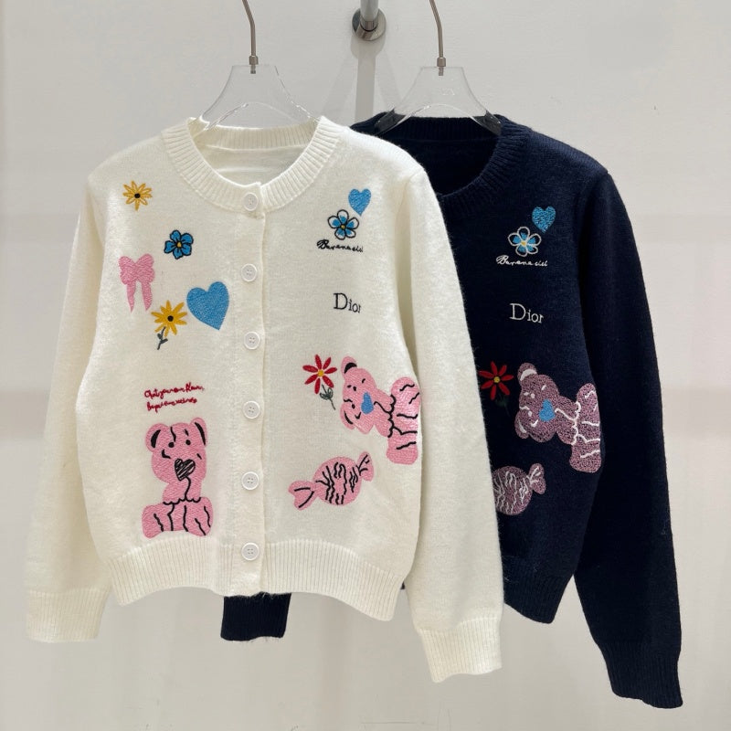 New Fashion Women's Cartoon Embroidery Knit Cardigan DM1326092024