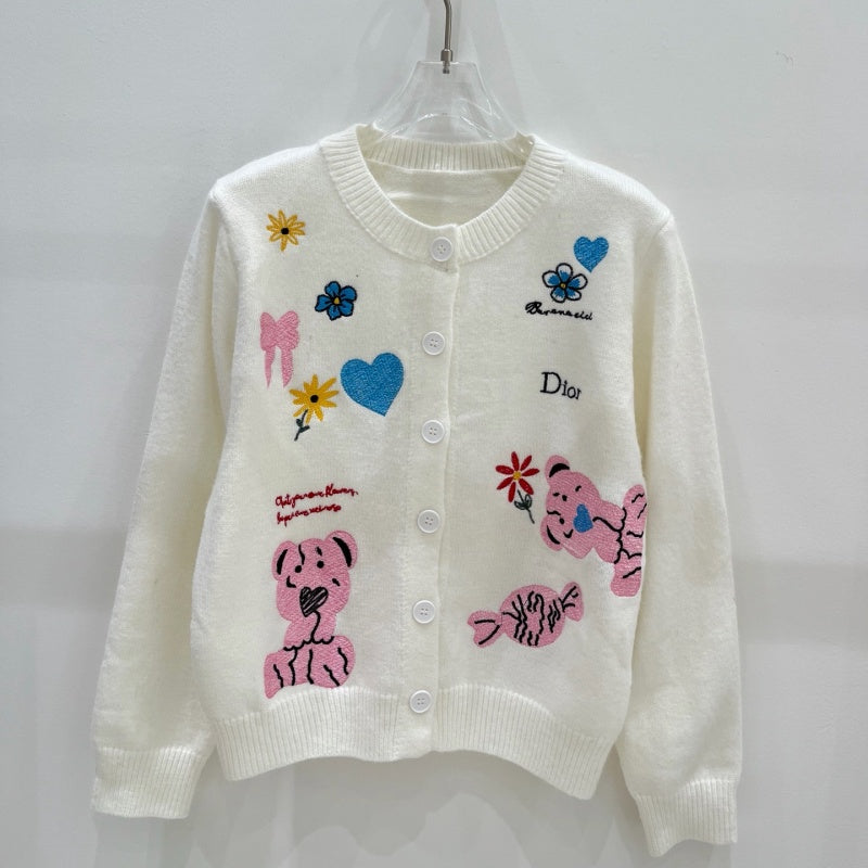 New Fashion Women's Cartoon Embroidery Knit Cardigan DM1326092024